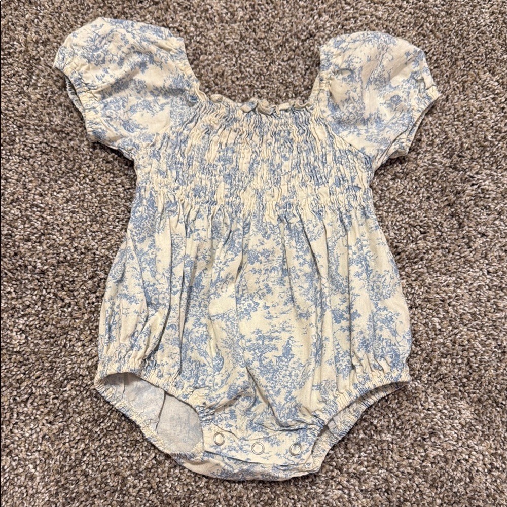 Blue and Cream Baby Romper